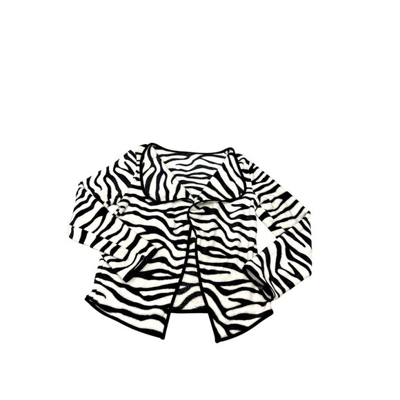 CCC Zebra Print Open Front Cardigan Sweater Trendy Black White Printed Pattern L - Picture 5 of 6